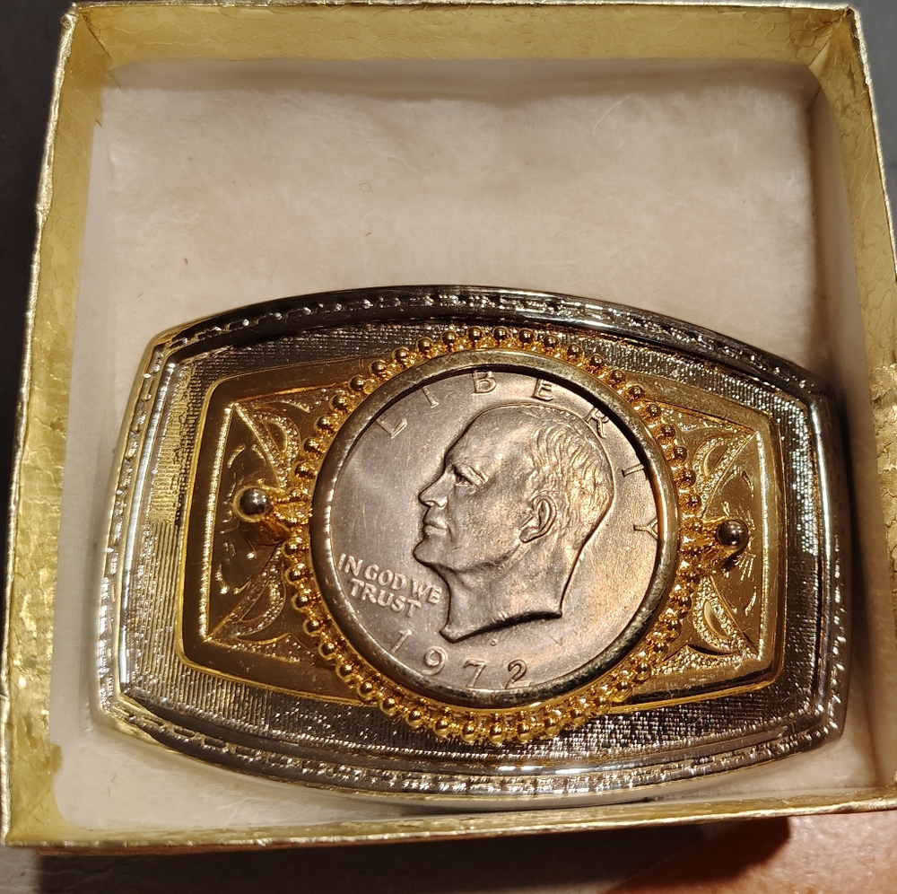 Two-Tone Gold & Silver Coin Belt Buckle - Unbranded